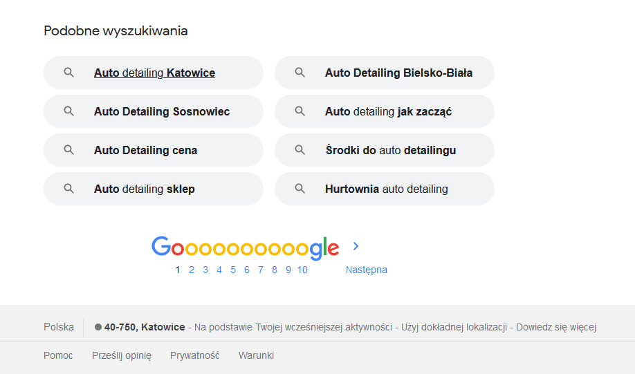 Auto detailing - pozycjonowanie lokalne