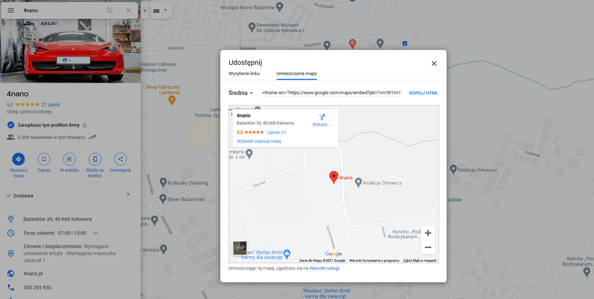 Wizytówka w mapach Google